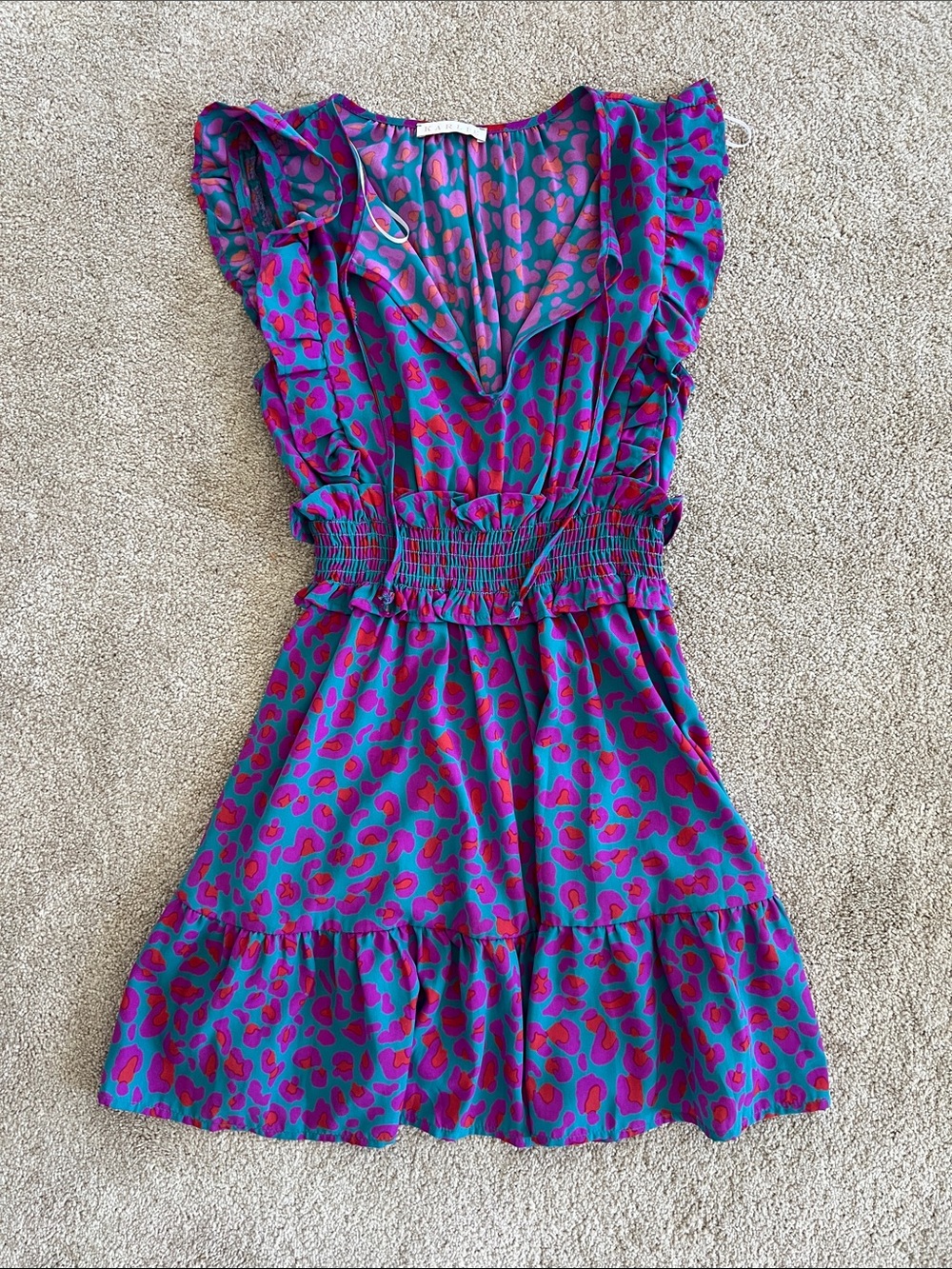 KARLIE Pink Fuschia Blue patterned animal print short mini Dress